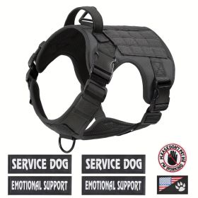 American Local Tactical Pet Boobs Service Dog Harness Vest Adjustable Reflective Dog Harness Metal Buckle Hiking Training (Option: Black-S)