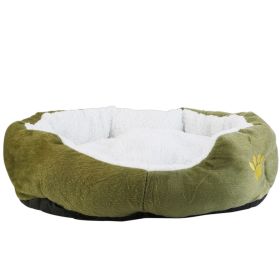 Pet Dog Bed Soft Warm Fleece Puppy Cat Bed Dog Cozy Nest Sofa Bed Cushion For S/M Dog (Option: Green)