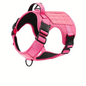 American Local Tactical Pet Boobs Service Dog Harness Vest Adjustable Reflective Dog Harness Metal Buckle Hiking Training (Option: Pink-XL)
