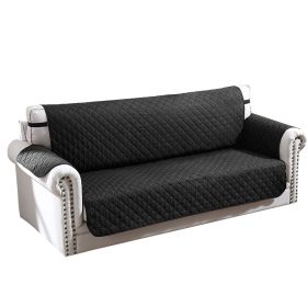 Reversible Sofa Cover Chair Loveseat Couch Microfiber Slipcover Cushion Furniture Protector Shield Water-Resistant w/ Elastic Strap for Kids Pet Dog C (Option: 3S_Black)