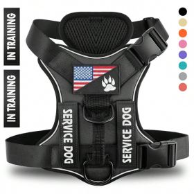 Reflective Breathable Solid Color Polyester Dog Strap (Option: Black-S)