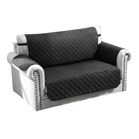 Reversible Sofa Cover Chair Loveseat Couch Microfiber Slipcover Cushion Furniture Protector Shield Water-Resistant w/ Elastic Strap for Kids Pet Dog C (Option: 2S_Black)