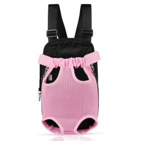 Dog Carrier Backpack Legs Out Front Pet Backpack Carrier Travel Bag Adjustable Shoulder Straps for Hiking Camping Shopping Biking (Option: Pink_L)