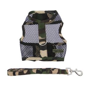 Cool Mesh Dog Harness with Leash (Color: Camouflage, size: X-Small)