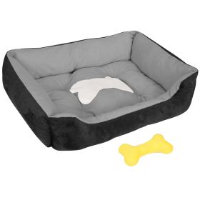 Pet Dog Bed Soft Warm Fleece Puppy Cat Bed Dog Cozy Nest Sofa Bed Cushion Mat For S/M Dog (Option: Black_M)