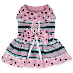 Dots &amp; Stripes Harness Dress (Color: Pink & Teal, size: X-Small)