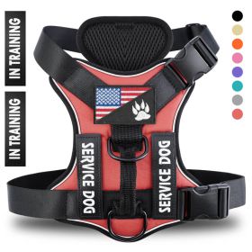 Reflective Breathable Solid Color Polyester Dog Strap (Option: Red-XL)