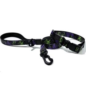 UV Printing Camouflage Embossed Pet Leash Set Is A Perfect Combination Of Style And Functionality Specially Designed For Pets' Outdoor Activities (Option: Purple-25mm)