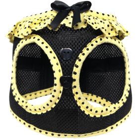 American River Choke Free Dog Harness Polka Dot Collection (Color: Yellow and Black Polka Dot, size: large)