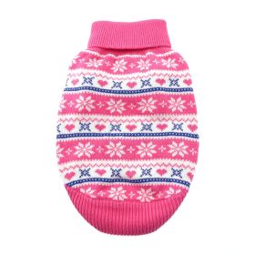 Combed Cotton Snowflake and Hearts Dog Sweater (Color: Pink, size: X-Large)