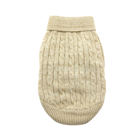 Combed Cotton Cable Knit Dog Sweater (Color: Oatmeal, size: small)